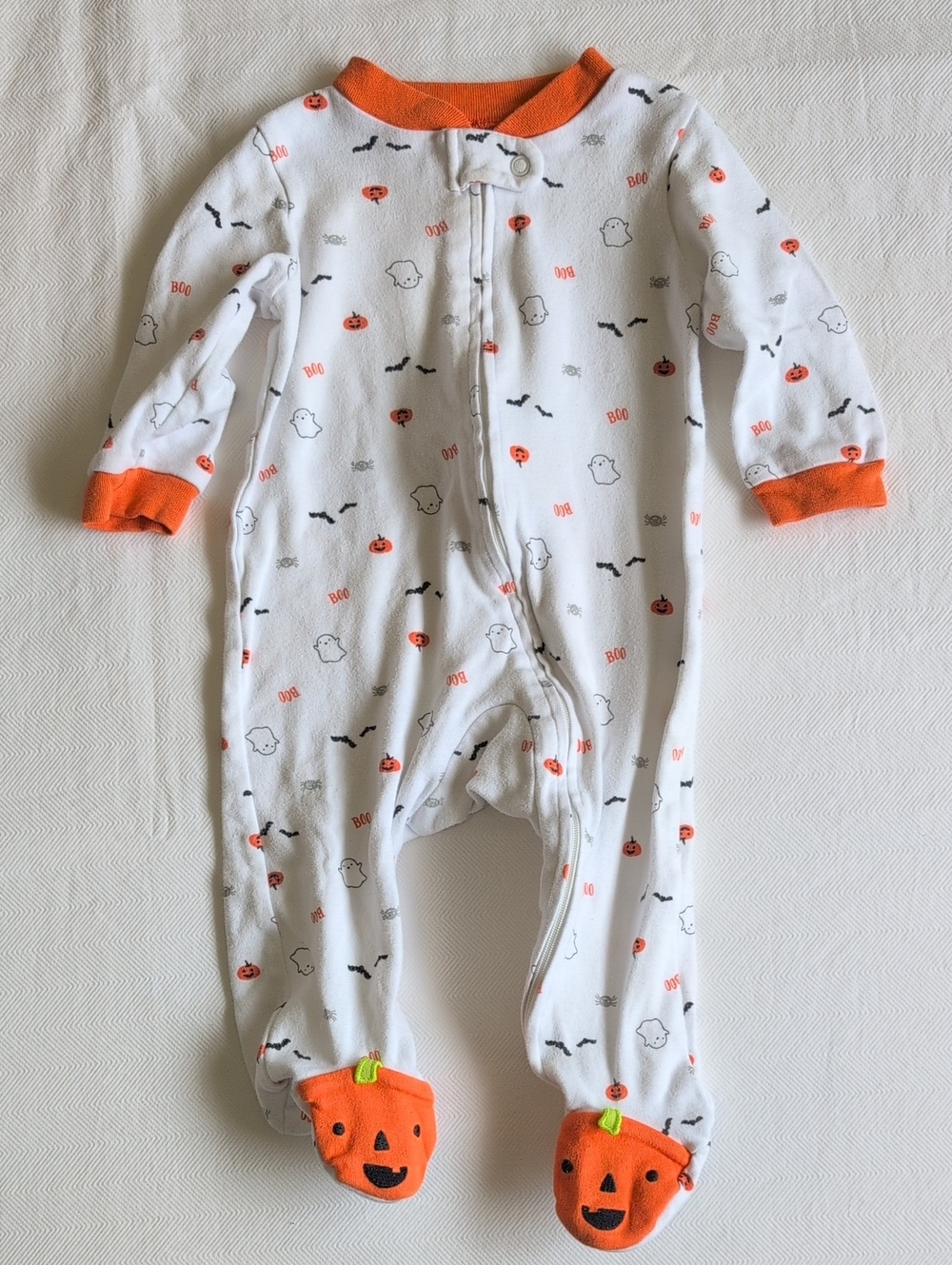 Carter's 6M Baby Halloween Cotton Sleeper Pumpkin Ghost Bat Footed Pajamas